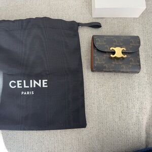 Celine wallet-SMALL FLAP WALLET TRIOMPHE IN TRIOMPHE CANVAS